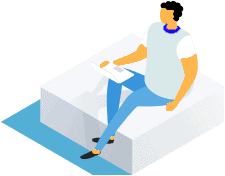 person sitting on a white square